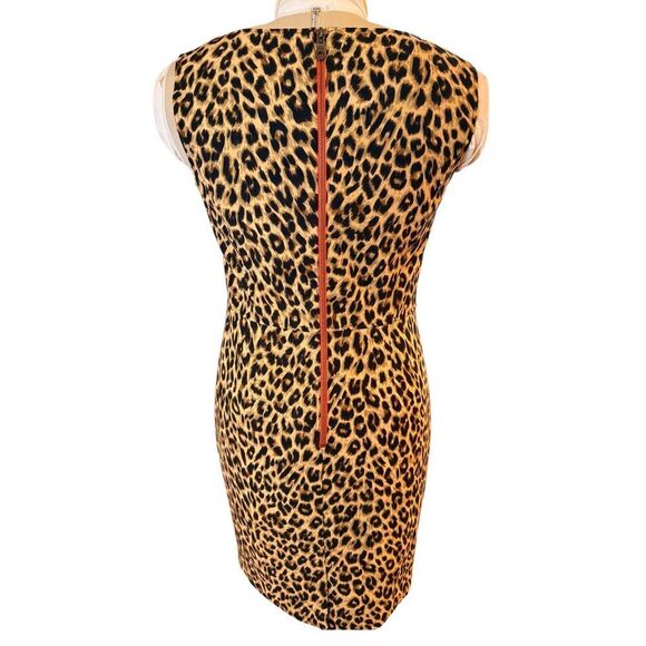 Leslie Stuart Leopard Print Dress Sz. 10 Lined Back Zip Career Party - Picture 5 of 10